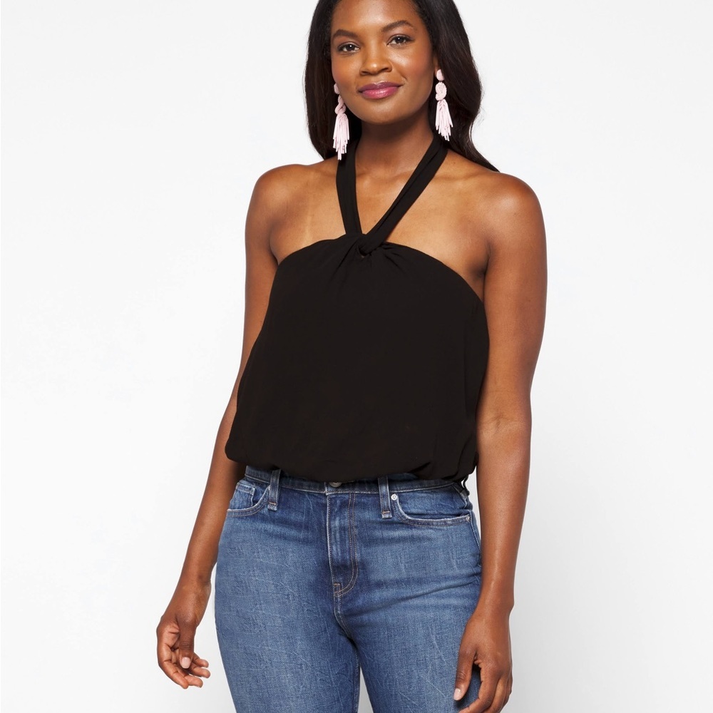 (B51) LUQ‎ Brand Black Jersey Halter Bodysuit, Size Medium, NWT